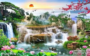 Tranh in 3D phong cảnh thác mùa xuân