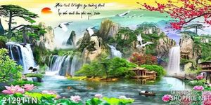 Tranh wall thư pháp phong thủy psd