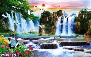 Tranh in uv thác nước phong thủy nghệ thuật