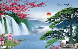 Tranh sơn thủy hữu tình mùa xuân wall decor