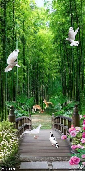 Tranh in 3D khổ dọc khu rừng Trúc psd