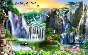 Tranh wall phong thủy sơn thủy hữu tình psd