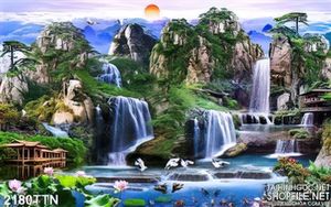 Tranh wall thác nước phong thủy đẹp nhất