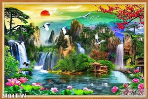 Tranh in 3D thác nước sơn thủy hữu tình