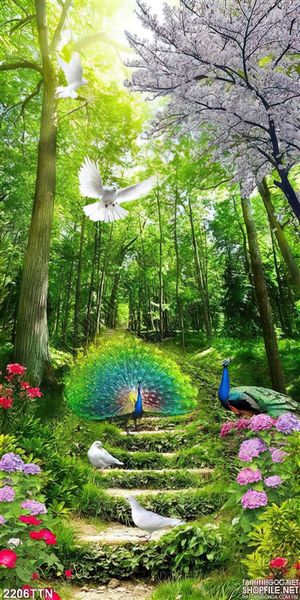 Tranh khu rừng vào mùa xuân in 3d