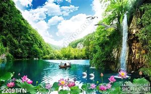 Tranh wall thác nước thiên nhiên đẹp