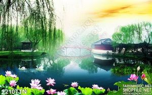 Tranh sơn thủy hữu tình nghệ thuật psd