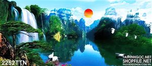 Tranh in uv phong thủy hữu tình psd