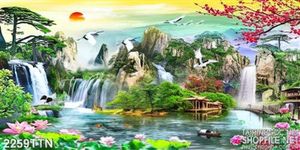 Tranh wall sơn thủy hữu tình psd