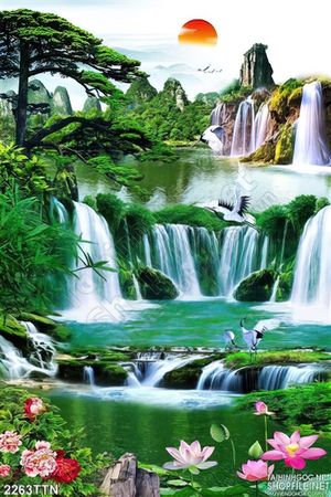 Tranh khổ dọc phong thủy in 3D