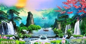 Tranh in 3D phong thủy màu xuân mới nhất