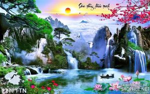 Tranh psd sơn thủy nghệ thuật in 3D