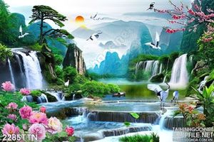 Tranh sơn thủy mùa xuân in 3D