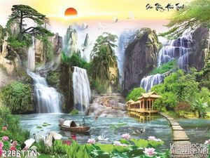 Tranh in uv sơn thủy hữu tình psd