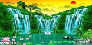 Tranh in 3d thác nước phong thủy nghệ thuật