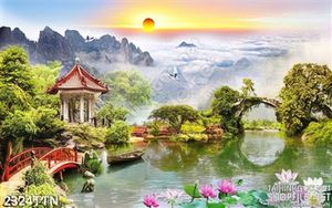 Tranh psd sơn thủy hữu tình in uv