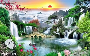 Tranh sơn thủy hữu tình mùa xuân psd