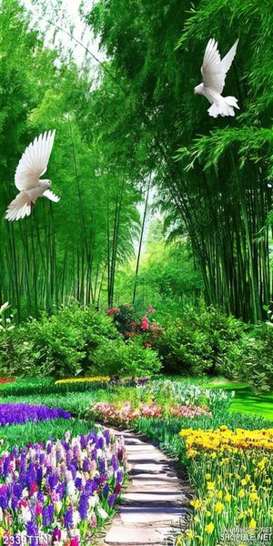 Tranh psd rừng tre nghệ thuật decor