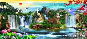 Tranh in 3D sơn thủy hữu tình màu xuân
