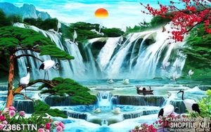 Tranh in uv phong cảnh thác nước nghệ thuật psd