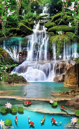 Tranh decor thác nước phong thủy mới nhất