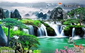 Tranh wall thác nghệ thuật psd