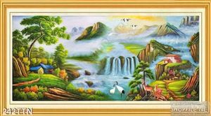 Tranh thác nước sơn thủy treo tường