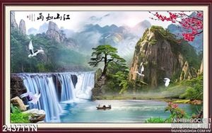 Tranh in uv thác nước nghệ thuật