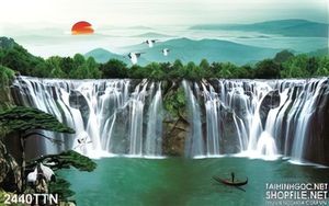 Tranh wall thác nước phong thủy