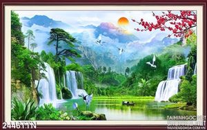 Tranh phong cảnh mùa xuân nghệ thuật in 3D
