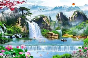Tranh thác nước phong cảnh nghệ thuật đẹp