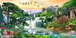 Tranh decor thư pháp sơn thủy nghệ thuật
