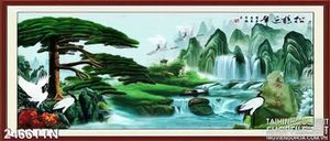 Tranh in uv thác nước phong thủy sơn dầu