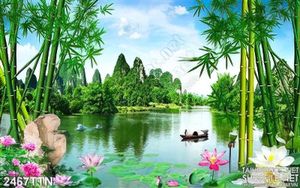 Tranh psd phong cảnh làng quê hữu tình