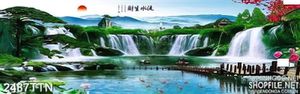 Tranh wall thác nước thư pháp