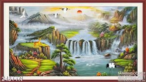 Tranh thác nước phong thủy treo tường
