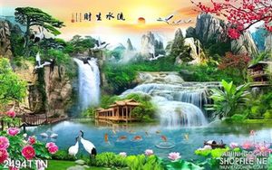 Tranh decor thư pháp phong cảnh hữu tình mùa xuân