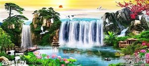 Tranh sơn thủy nghệ thuật mùa xuân psd