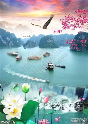 Tranh decor phong cảnh thác nghệ thuật đẹp