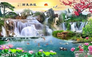 Tranh in uv thác nước phong cảnh hữu tình