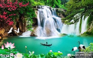 Tranh thác nước thiên nhiên psd
