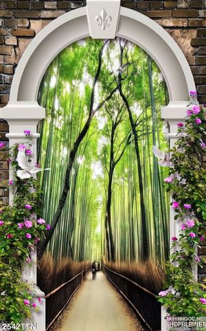 Tranh wall con đường tre nghệ thuật