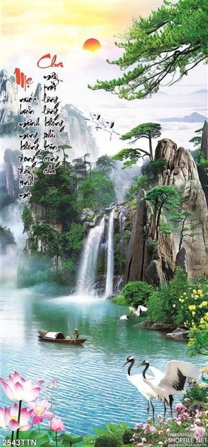 Tranh decor phong thủy thư pháp cha mẹ