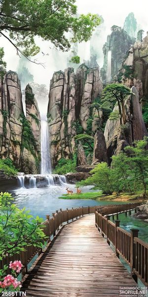 Tranh decor phong cảnh sơn thủy nghệ thuật psd