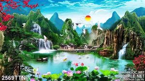 Tranh psd phong cảnh sơn thủy nghệ thuật mới nhất