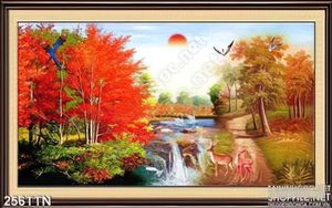 Tranh thác nước mùa thu treo tường
