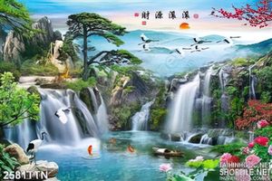 Tranh wall thư pháp phong cảnh mùa xuân