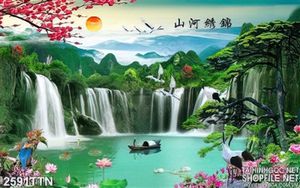 Tranh psd sơn thủy mùa xuân đẹp nhất