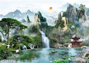 Tranh psd thác nước phong thủy nghệ thuật đẹp nhất