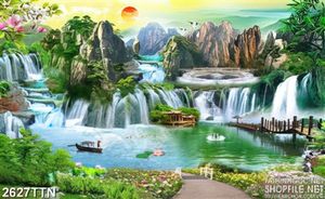 Tranh phong thủy thác nước chim hạc